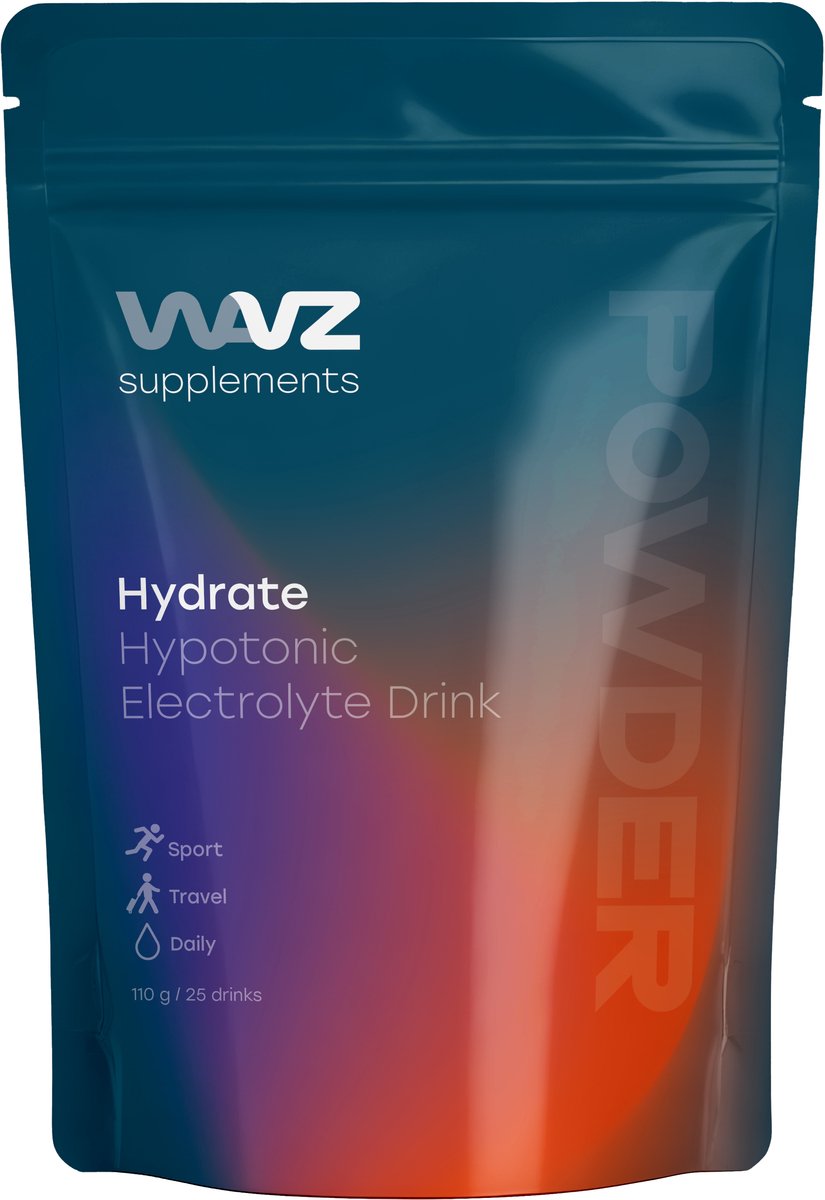 WAVZ Elektrolyten Poeder - Hydratatie Drink, Hypotone Sportdrank, Met Isomaltulose, Magnesium Kalium Natrium, Laag in Suiker, 25 Porties