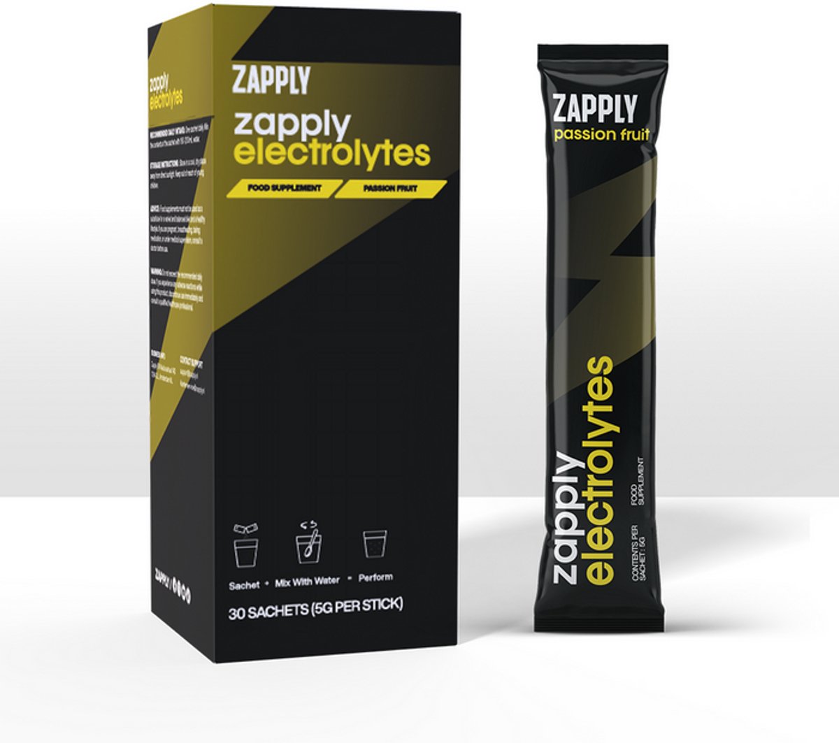 Zapply Electrolytes Poeder Passievrucht - Elektrolyten Drink Mix - Magnesium Kalium Natrium - Hydratatie Supplement - Suikervrij - 30 sticks - Sportdrank Poeder voor Fitness, Hardlopen en Duursport