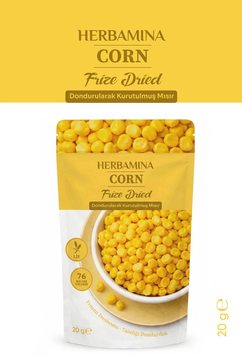 Herbamina Gevriesdroogde Maïs Snack - Freeze Dried Corn 20g - 100% Maïs - Knapperige Groentesnack - Vegan
