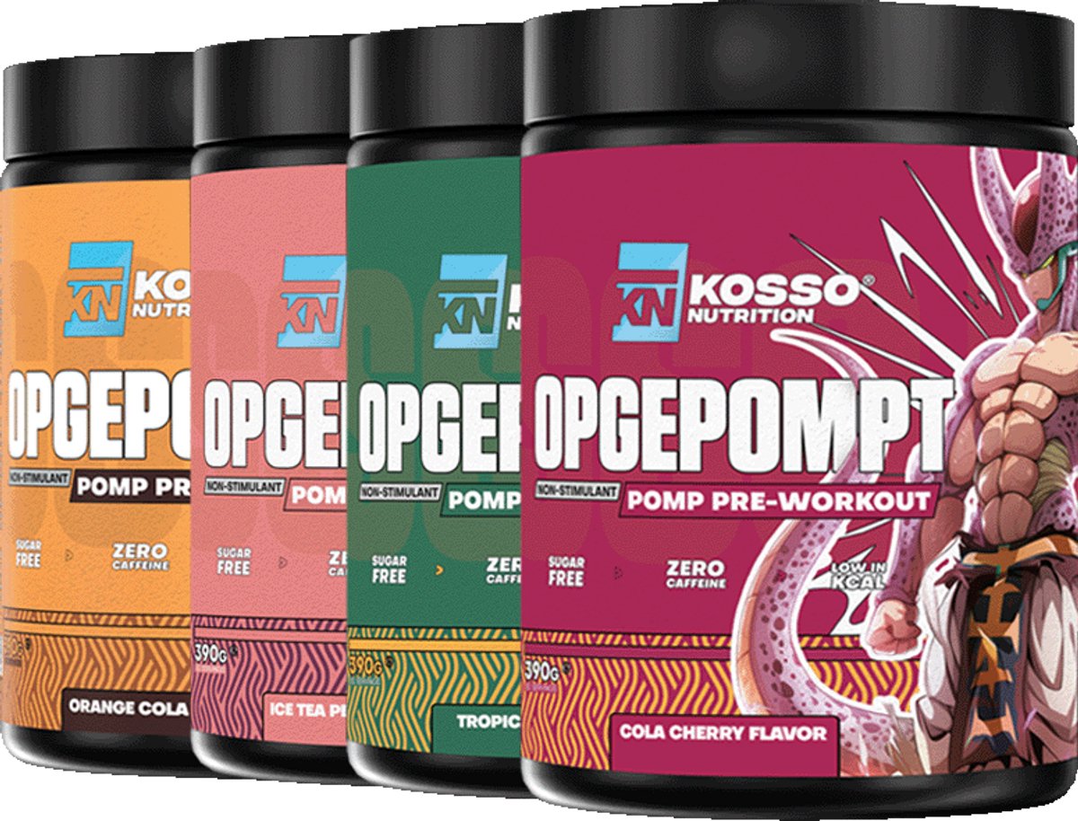 Kosso Nutrition - Opgepompt - Orange Cola - Cafeïnevrije Pre-Workout - Pomp & Focus - 390g