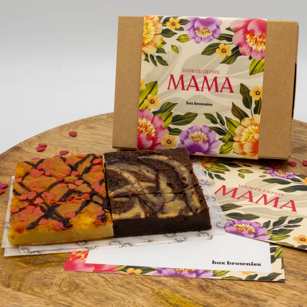Moederdag Brownie Box - 3 Brownies - 3 Blondies - Brievenbus Pakket - Box Brownies - Lieve Mama - Moederdag Cadeau - Ambachtelijk - Fruit - Cheesecake