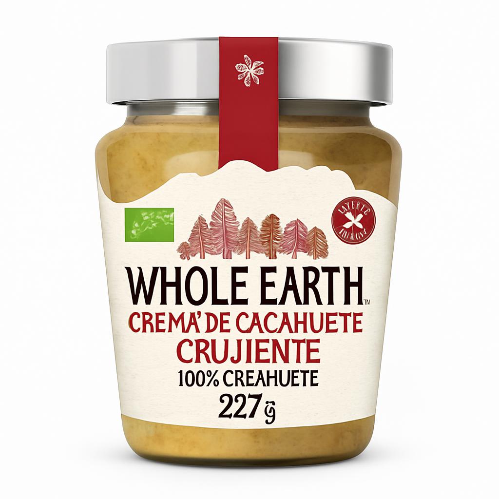 Whole Earth biologische crunchy pindakaas 227 g zonder toegevoegde suiker