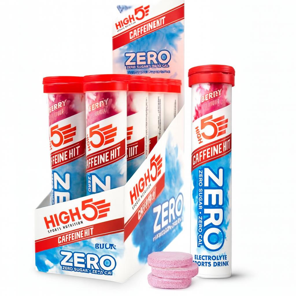 HIGH5 Zero elektrolyten bruistabletten 8 x 20 suikervrij met cafeïne