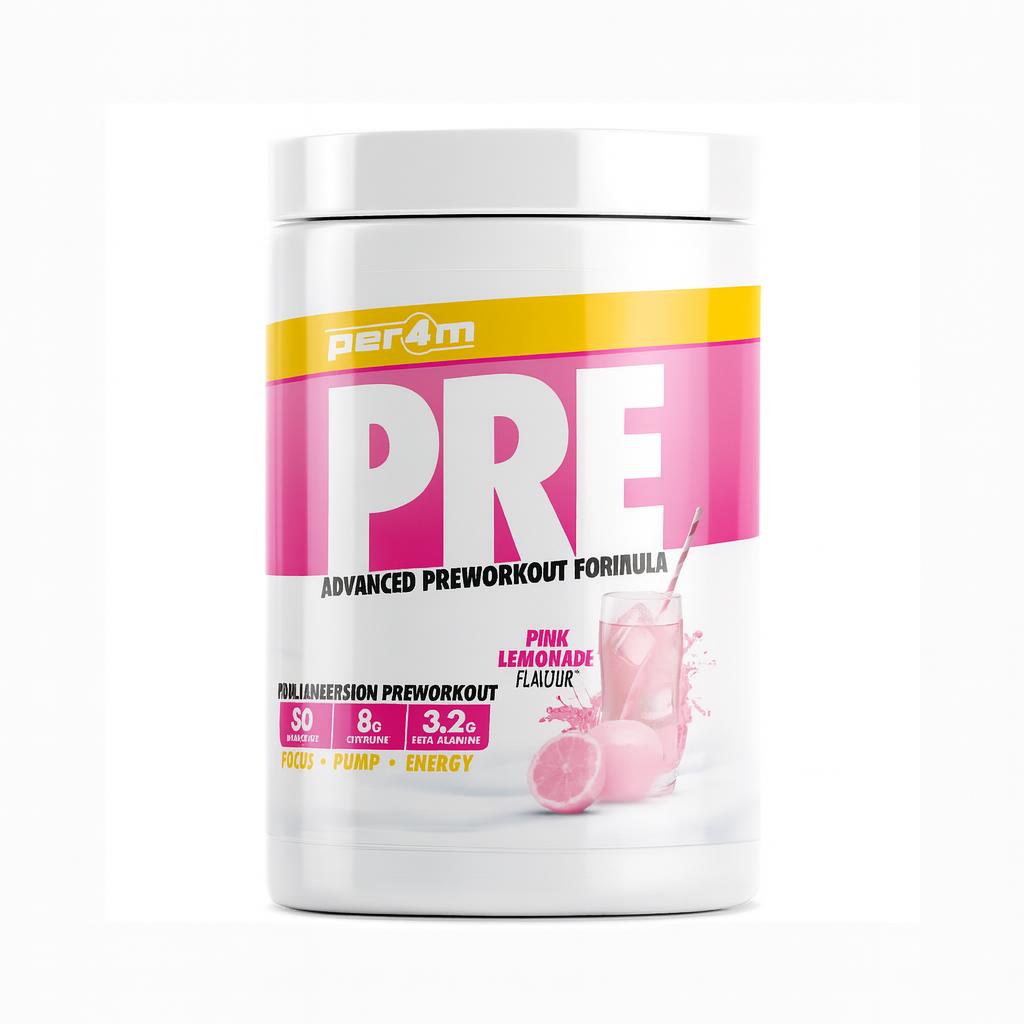Per4m pre workout poeder 570 g pink lemonade met cafeïne