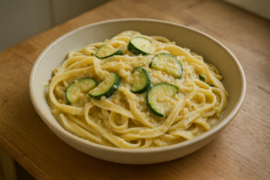 Kom pasta met courgette en romige citroenroomsaus