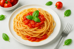 Pasta met tomaat en basilicum